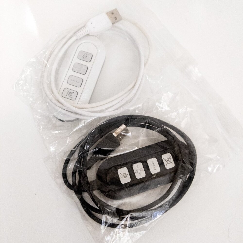 Lot of 2 MPOW PA071A USB Computer Headset Inline Control 3.5mm Jack White/Black